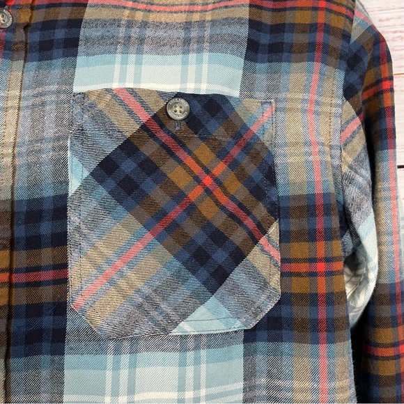Eddie Bauer Blue Plaid Flannel Button Front Long Sleece Shirt - Picture 4 of 11